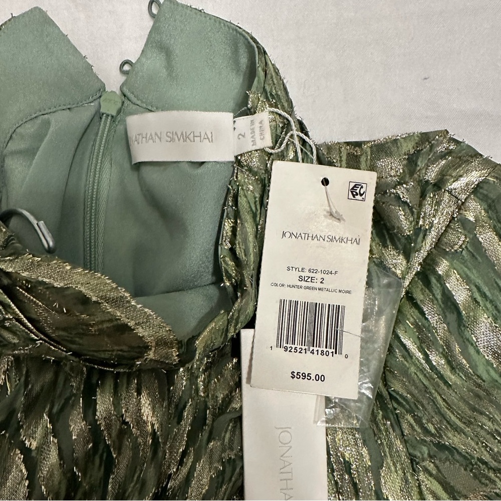 Jonathan Simkhai Green Patterned Long Sleeve Dress - Picture 2 of 3